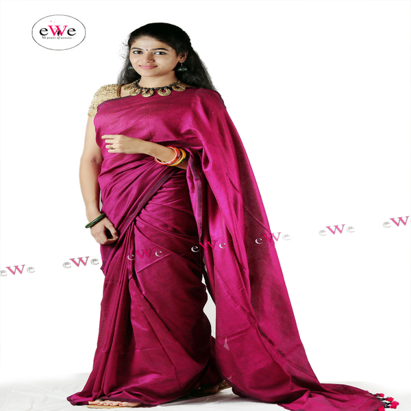 eWe - The Handloom Store+Khadi Plain Saree