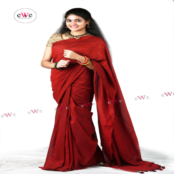 eWe - The Handloom Store+Khadi Plain Saree