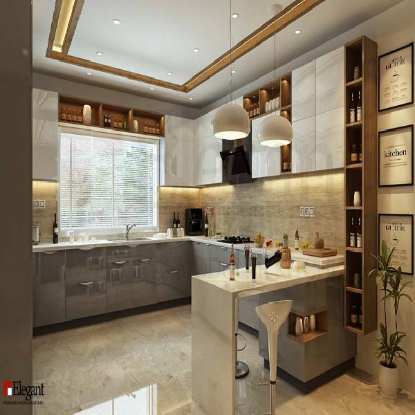 Elegant Interior and Modular Kitchen Private Limited+Peninsula Kitchen